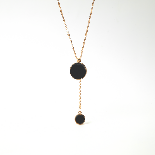 GOLDEN DOUBLE BOLD BLACK NECKLACE WITH BOX CHAIN