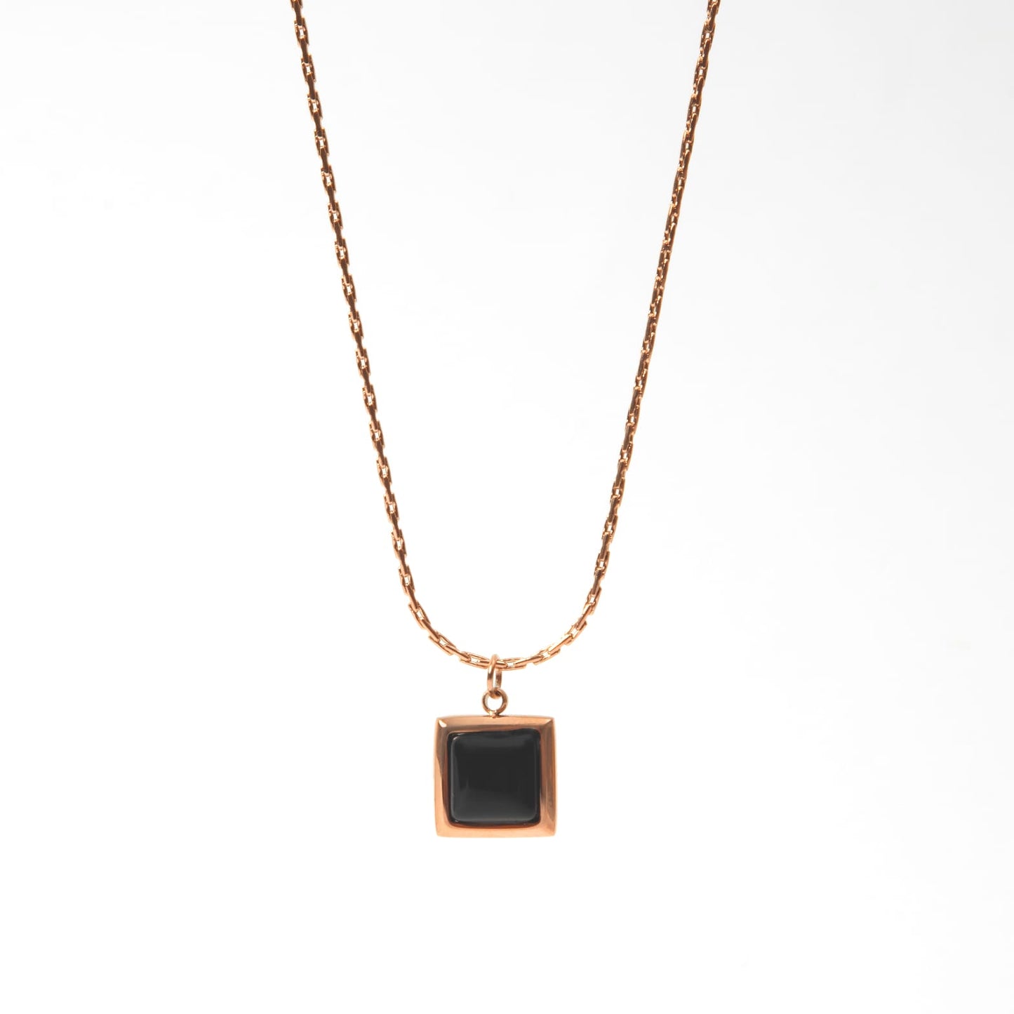 GOLDEN BOLD BLACK SQUARE WITH LINK CHAIN PENDANT