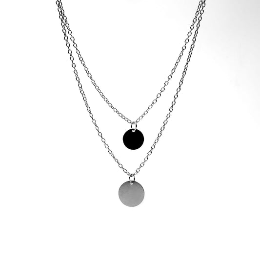 SILVER AND BLACK DOUBLE ALLURING NECKLACE